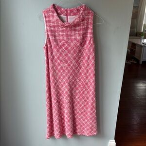 Sara Campbell Pink and White Sleeveless Cowl Neck Midi Dress